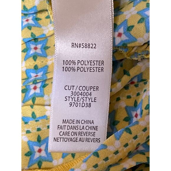 NEW Max Studio Green Multicolor V-neck Ruffle Sleeve Tie Belted Blouse Top Sz S - Picture 6 of 6